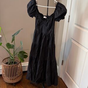 Astr Black Puff Sleeve Maxi Dress